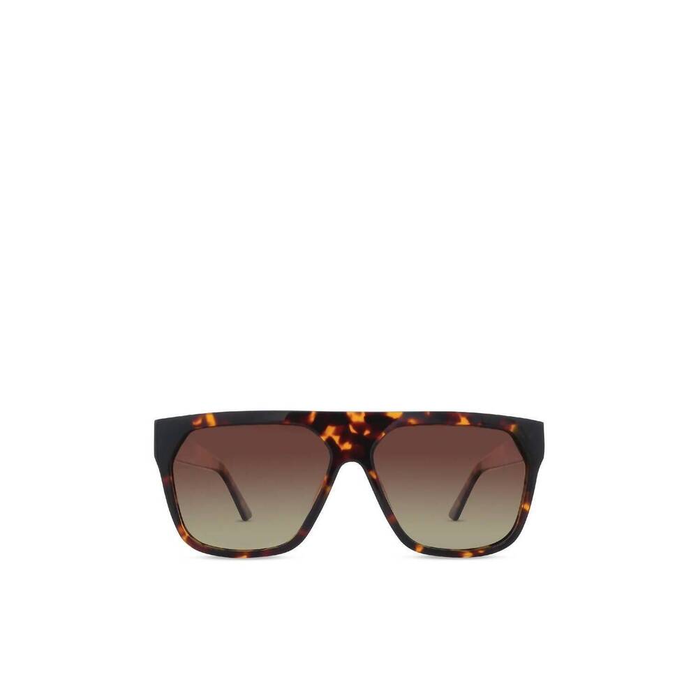 NEW BANBÉ the shields oversized framed sunglass in havana-brown fade